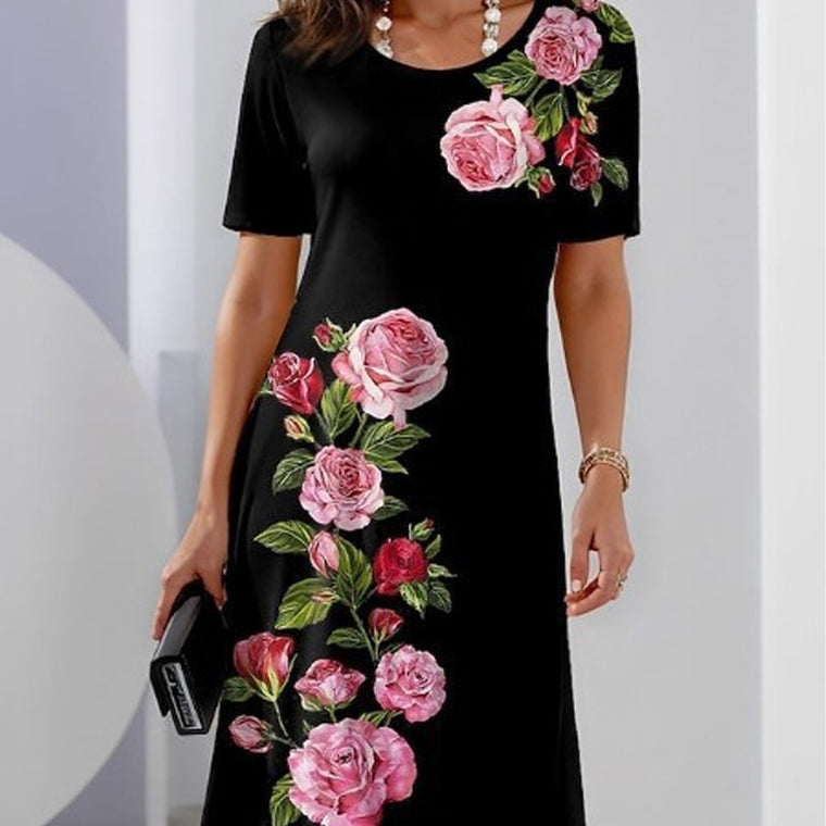 Robe midi femme fleurie élégante - Brigitte