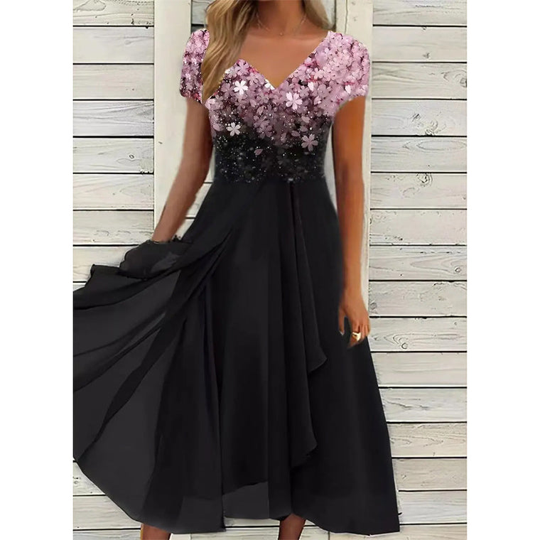 Virginie - Robe Midi Mousseline Fleurie Femme