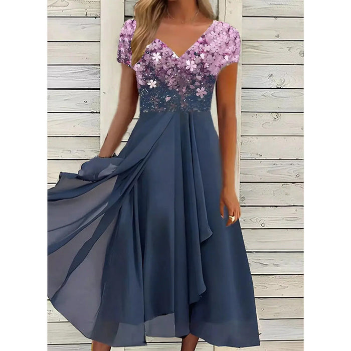 Virginie - Robe Midi Mousseline Fleurie Femme