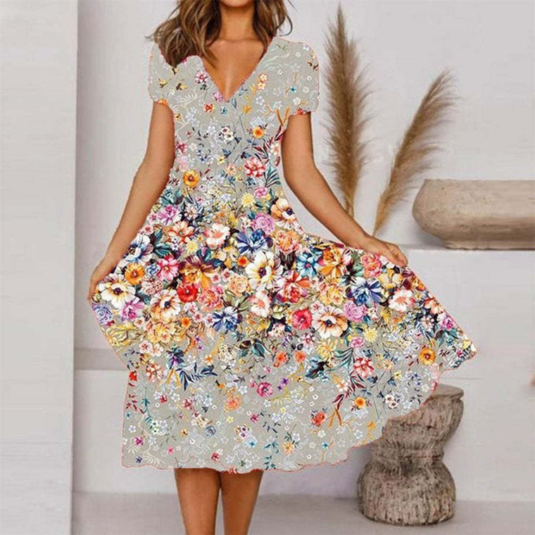 Liesbeth - Magnifique Robe Midi Fleurie