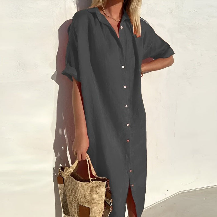 Sophie - Robe Chemise D'Été En Coton Respirant
