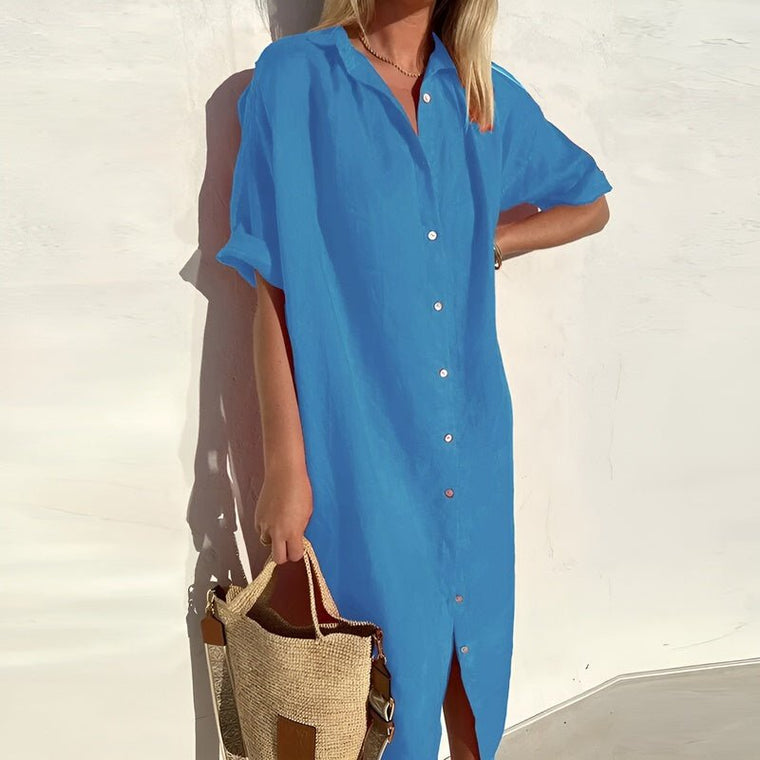 Sophie - Robe Chemise D'Été En Coton Respirant