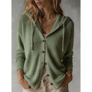 Karine - Cardigan Élégant Boutonné Capuche
