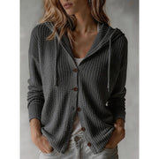 Karine - Cardigan Élégant Boutonné Capuche