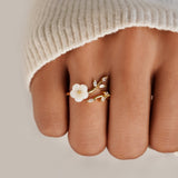 Bague Ouverte en Or avec Fleurs et Feuilles — Doumira