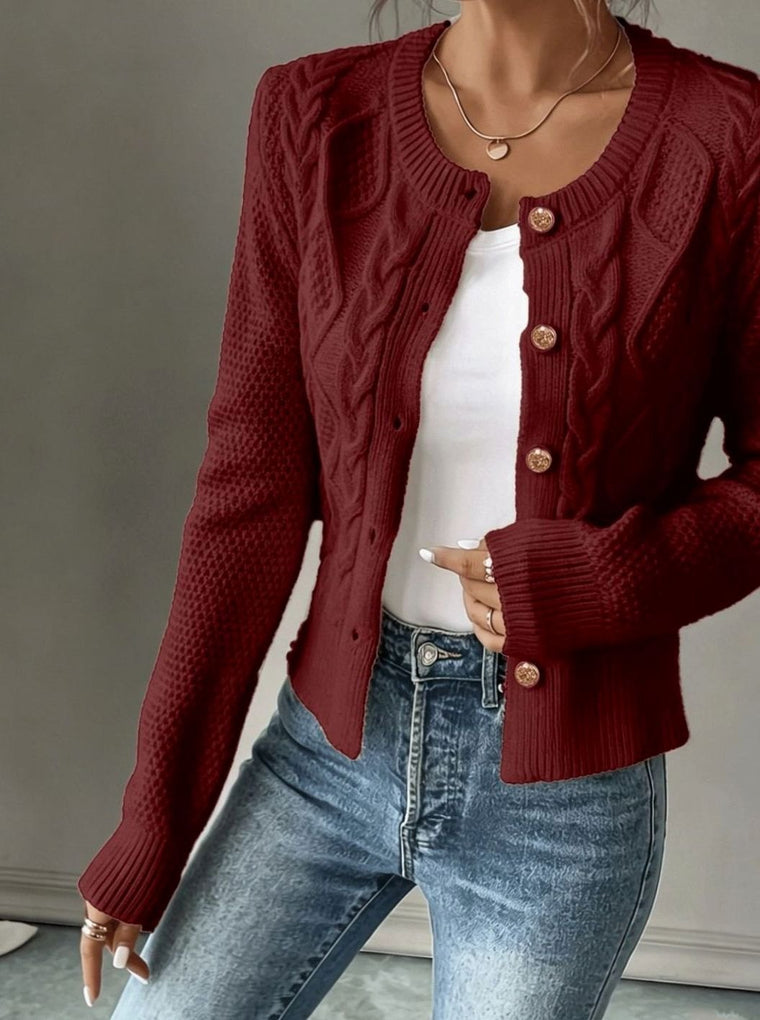 Camille - Cardigan Élégant Torsadé Boutonné