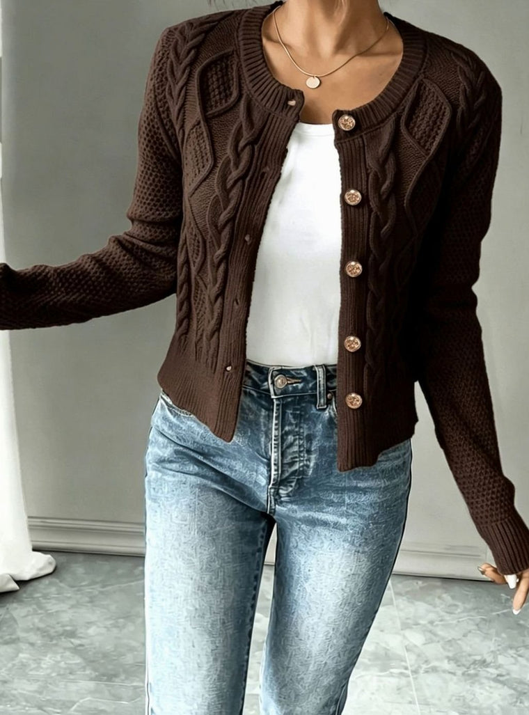 Camille - Cardigan Élégant Torsadé Boutonné