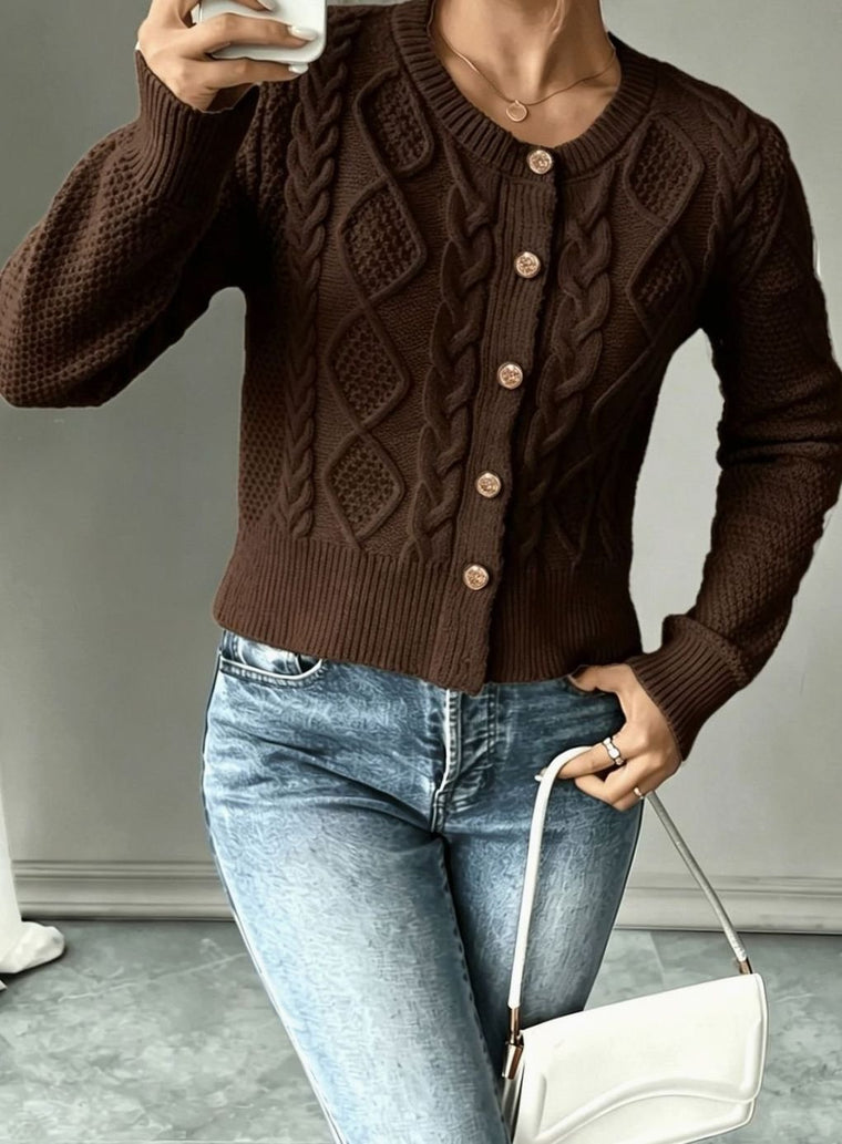 Camille - Cardigan Élégant Torsadé Boutonné