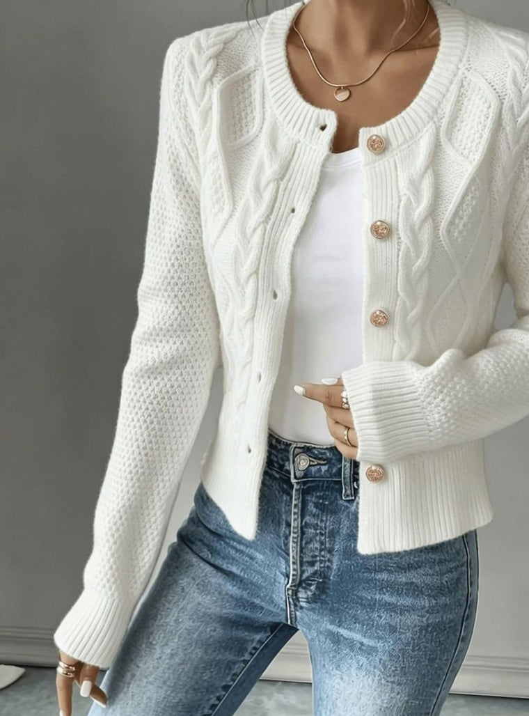 Camille - Cardigan Élégant Torsadé Boutonné