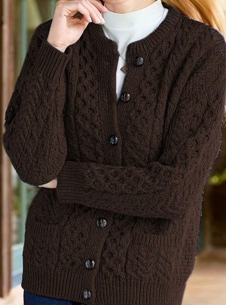 Delphine - Cardigan Élégant Torsadé à Poches
