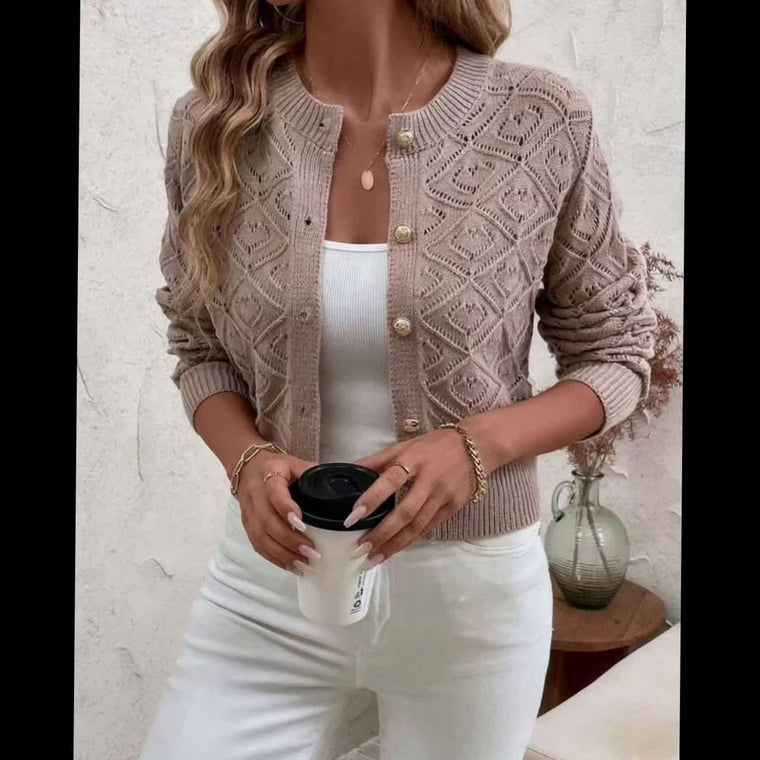 Camille - Cardigan Élégant Court Boutonné