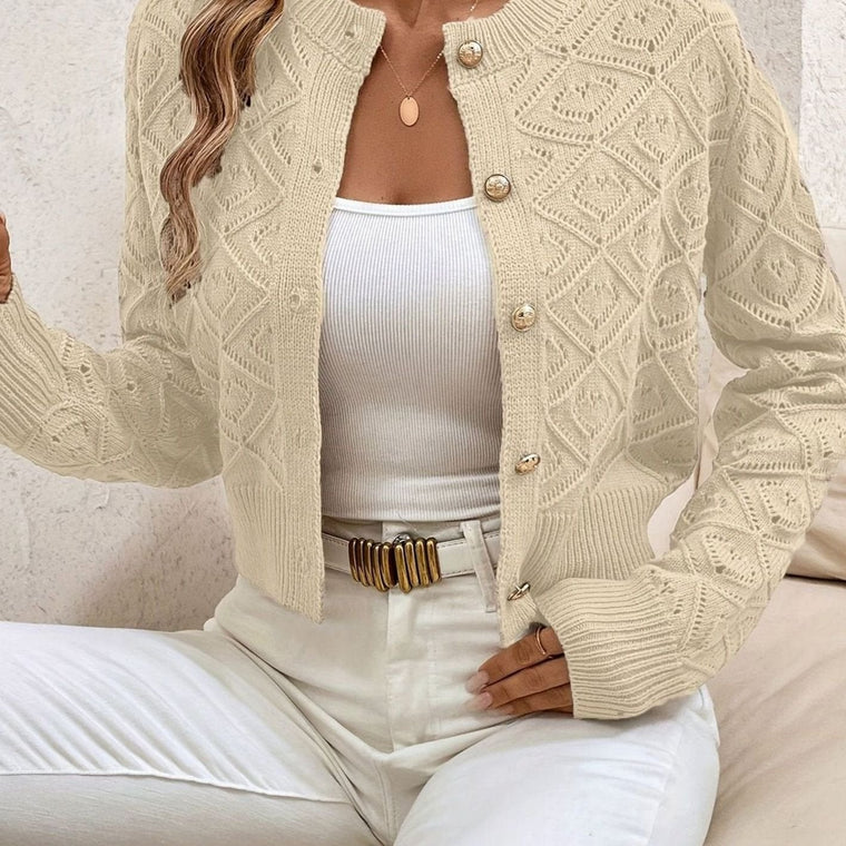 Camille - Cardigan Élégant Court Boutonné