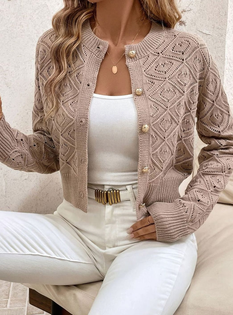 Camille - Cardigan Élégant Court Boutonné