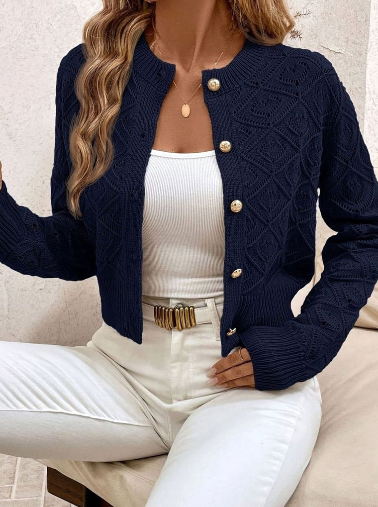 Camille - Cardigan Élégant Court Boutonné