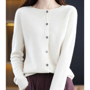 Karine - Cardigan Élégant Boutonné Col Rond