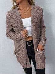 Karine - Cardigan Élégant Long à Poches