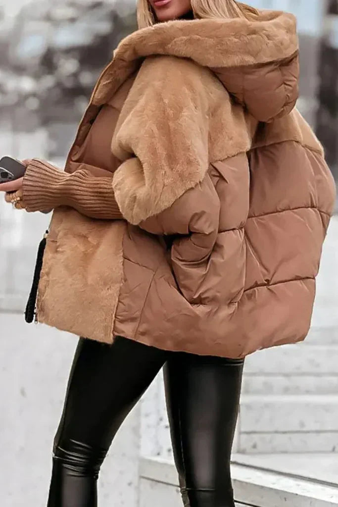 Camille – Doudoune d’hiver femme avec col en fourrure et grande capuche