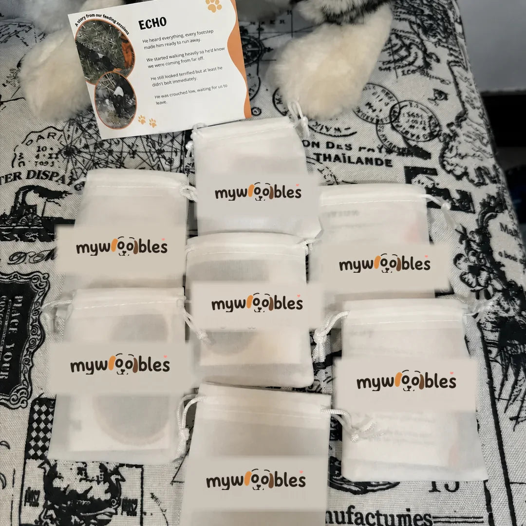 Pochettes mywoobles photographiées par une cliente